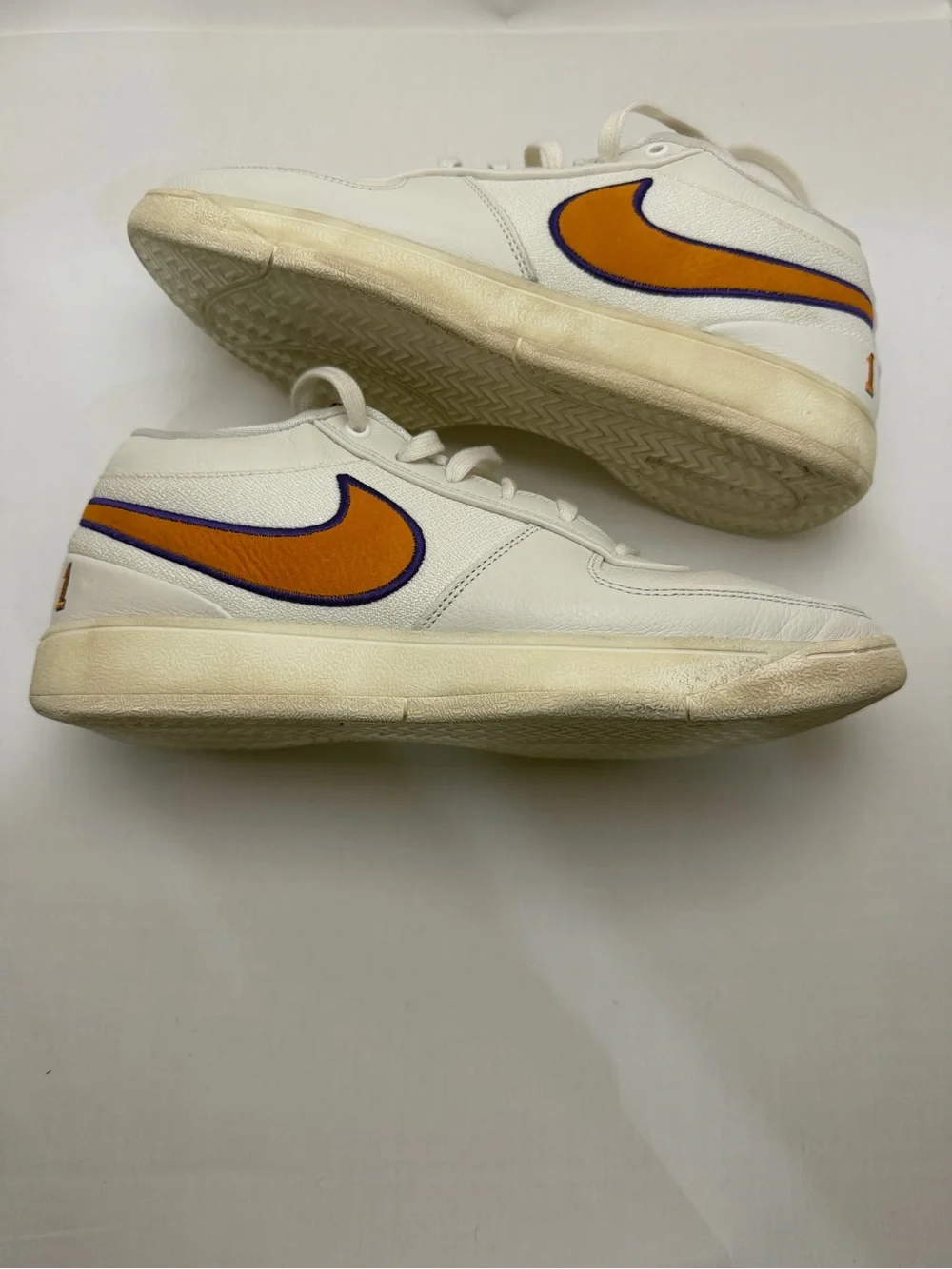 Nike mens Book 1 Sneakers Sail/Clay Orange and Purple
